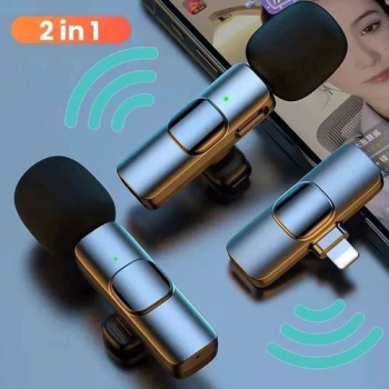 K9 Dual Wireless Lapel Microphone Lavalier Mic TYPE-C Android Phones IPhone + IOS Adapter